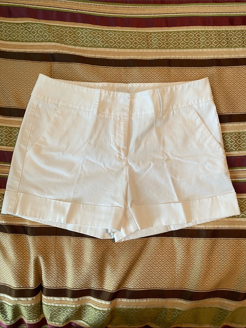 New York & Company White Tailored Cotton Blend Shorts